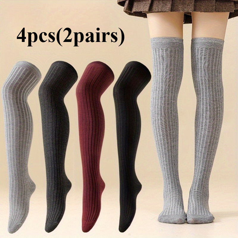 2/ 4Pairs Womens Thermal Thigh High Socks Ultra Soft Stretchable Boot Stockings for Winter Boots and Casual Outfits Cold Weather Essential Cozy Style Warm Plush Everyday