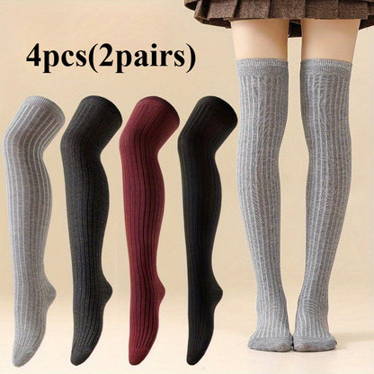2/ 4Pairs Womens Thermal Thigh High Socks Ultra Soft Stretchable Boot Stockings for Winter Boots and Casual Outfits Cold Weather Essential Cozy Style Warm Plush Everyday