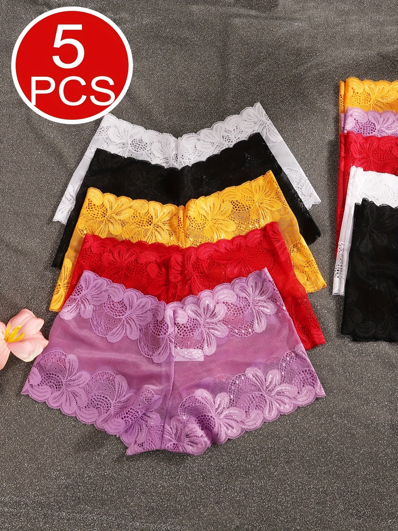 Women's 5-pack Of Assorted Colors Lace Underwear - product view 1