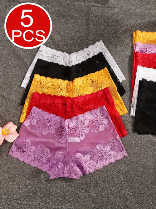 Women's 5-pack Of Assorted Colors Lace Underwear - product view 1