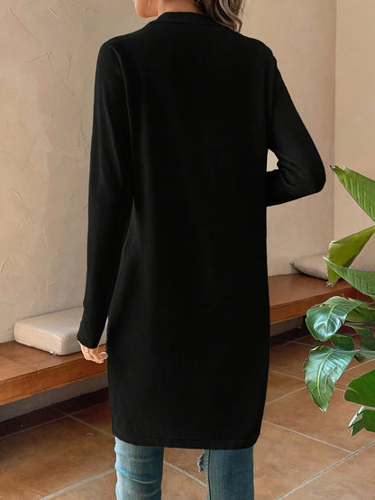 Women's Elegant Long Front-opening Coat - Formal & Everyday Chic Outerwear, Easy-Care Long Sleeve Cardigan for Autumn/Winter, Office, Party, Casual Outfits