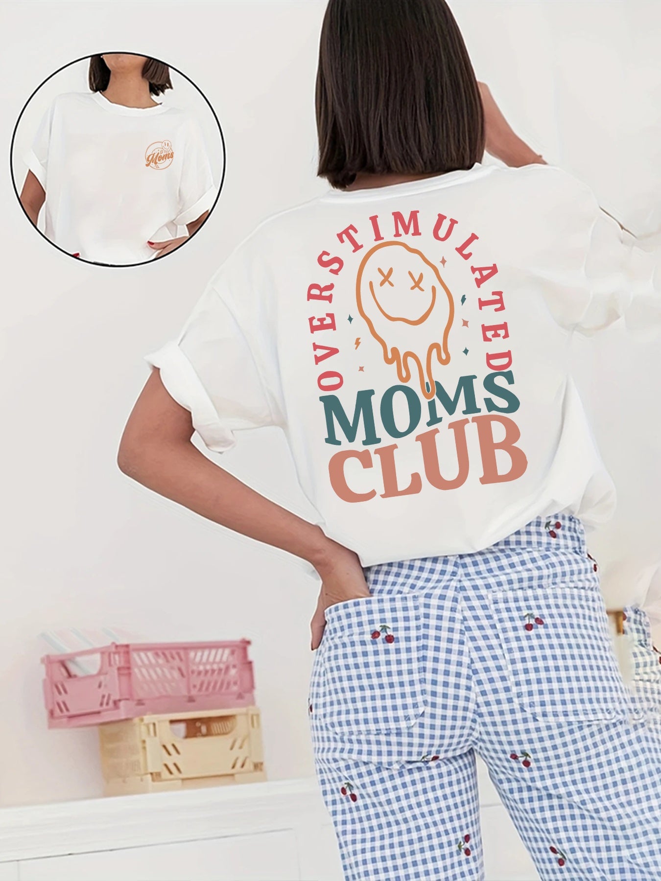 [Double Print] Letter Print Round Neck Short Sleeve T-Shirt