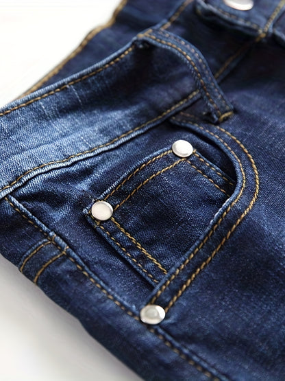 Men'S Shorts, Summer Ripped Stretch Straight-Leg Shorts, Men'S Mid-Length Pants, Slim-Fit European And American Style Shorts, Tight-Fitting And Frayed Men'S Pants