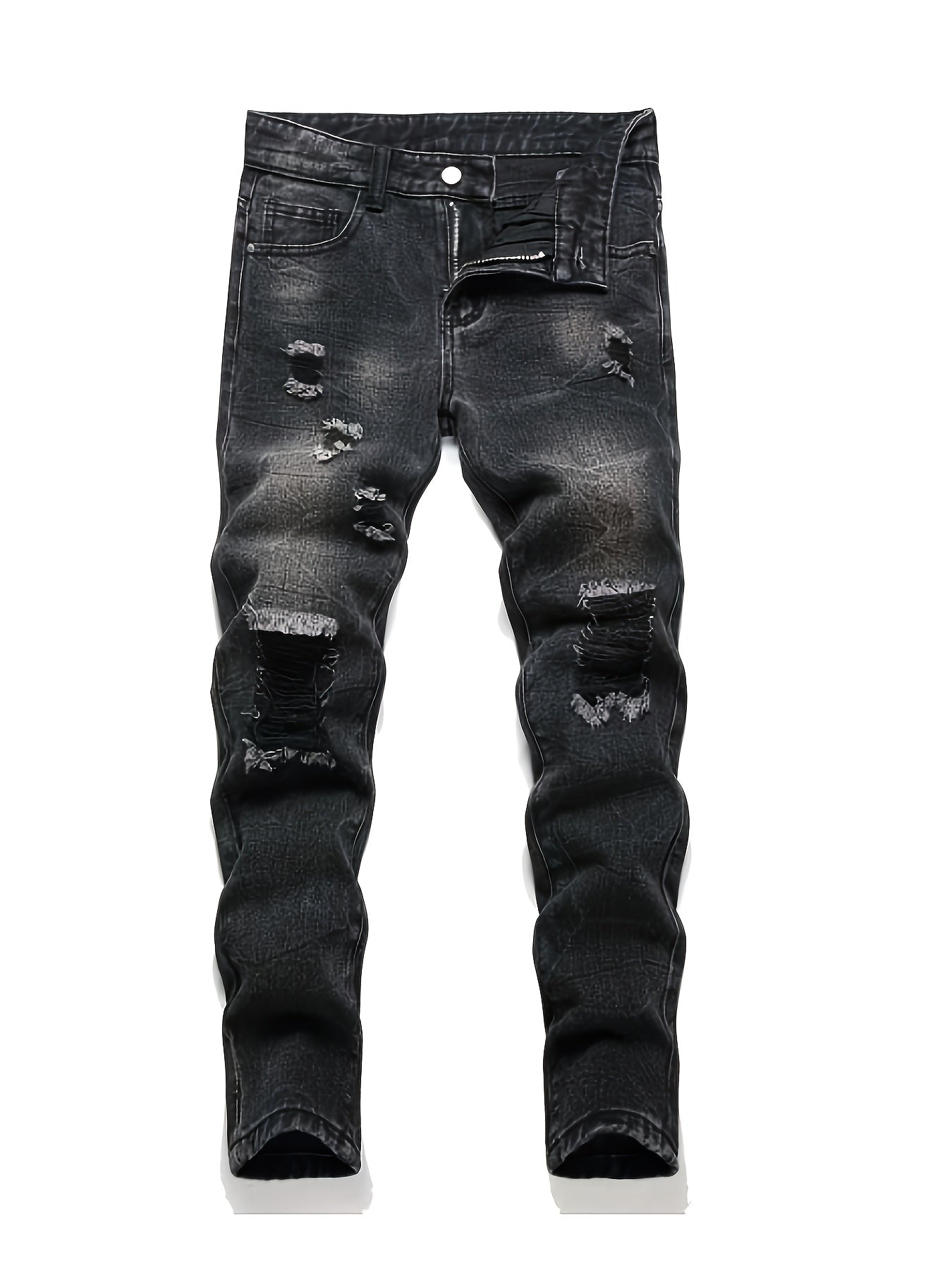 [3pcs Of Jeans] Boys' Retro Distressed Slim Fit Washed Denim Jeans, Boys' Casual Multi Piece Jeans, All Season Collection