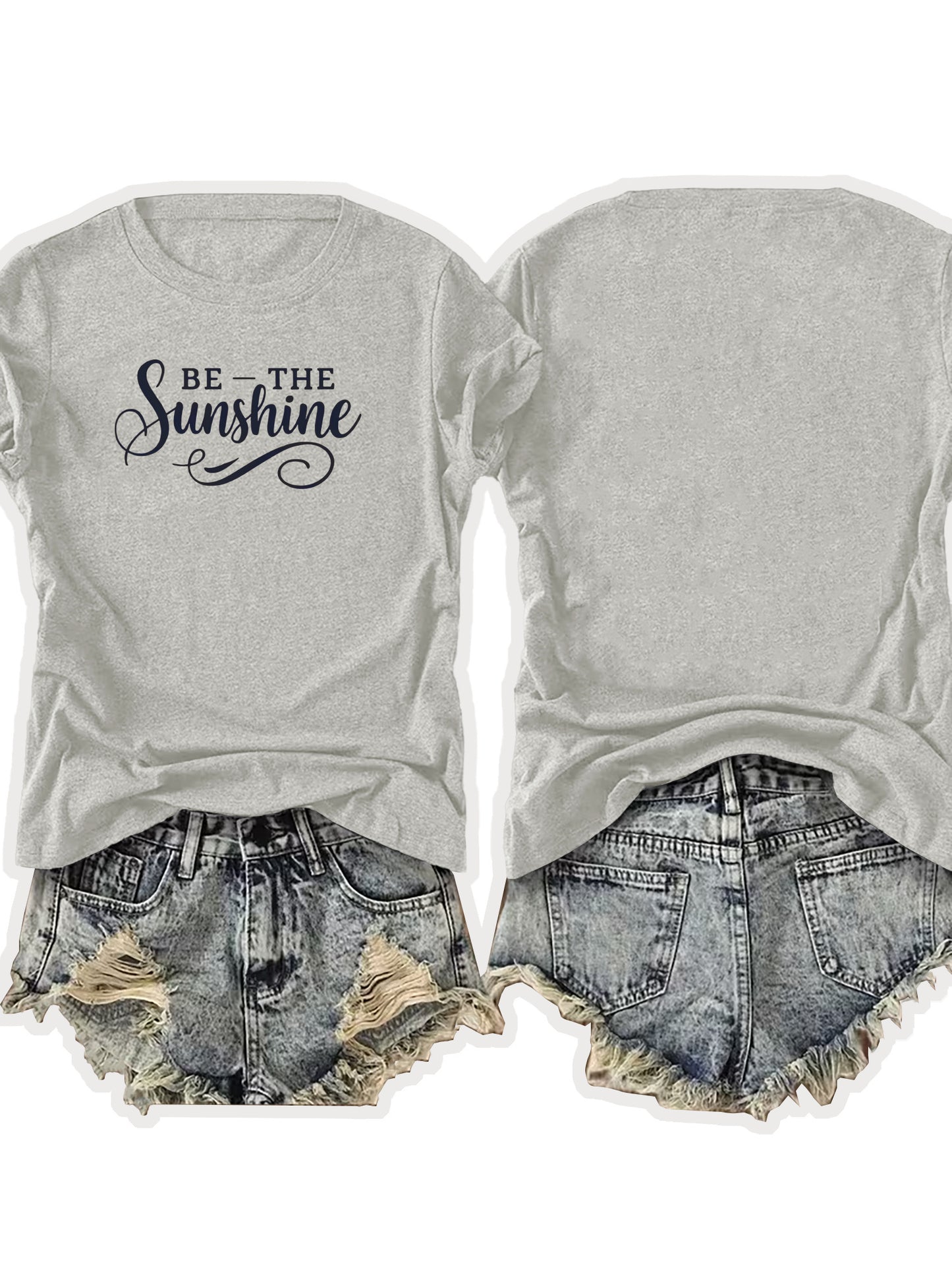 Women'S Casual Sports T-Shirt | Lightweight & Breathable European Summer Round-Neck Tee With Uplifting 'Be The Sunshine' Print - Ideal For Spring/Summer And Perfect For Various Occasions