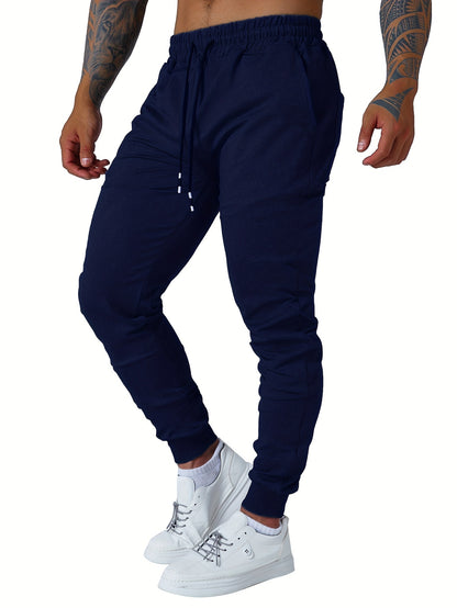 3pcs Men's Jogger Sweatpants - Ultra-Elastic Gym Pants with Deep Side Pockets, Mid-Rise Athletic Workout Bottoms, Solid Color Casual & Training Wear, Machine Washable (Regular Fit) - Bulk Pack for Running, Gym, Everyday Use - Easy Care &