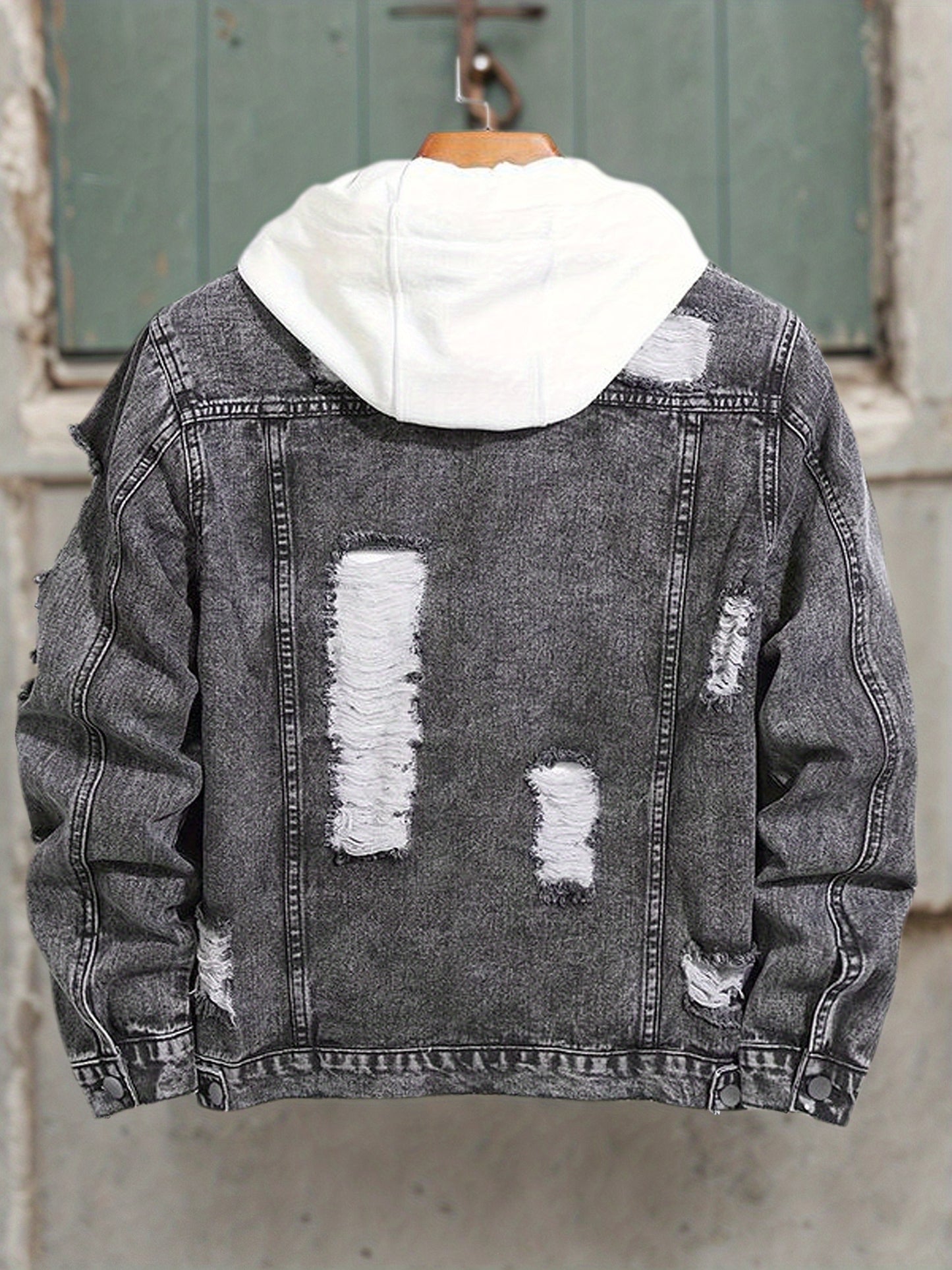 Men's Casual Street Style, with Ripped Details, Comfortable and Versatile, Suitable Casual Wear Trendy with Ripped Design, Made of Durable Snowflake Fabric