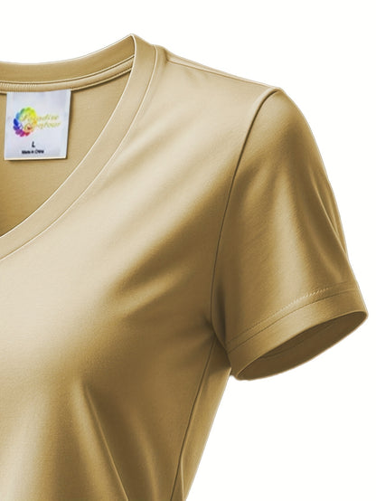Women'S Soft V-Neck Sports T-Shirt, Cool And Breathable, - Quick-Dry Fabric, Designed for Outdoor Workouts, Comfortable And Versatile Fitness Wear Suitable for Everyday Exercise