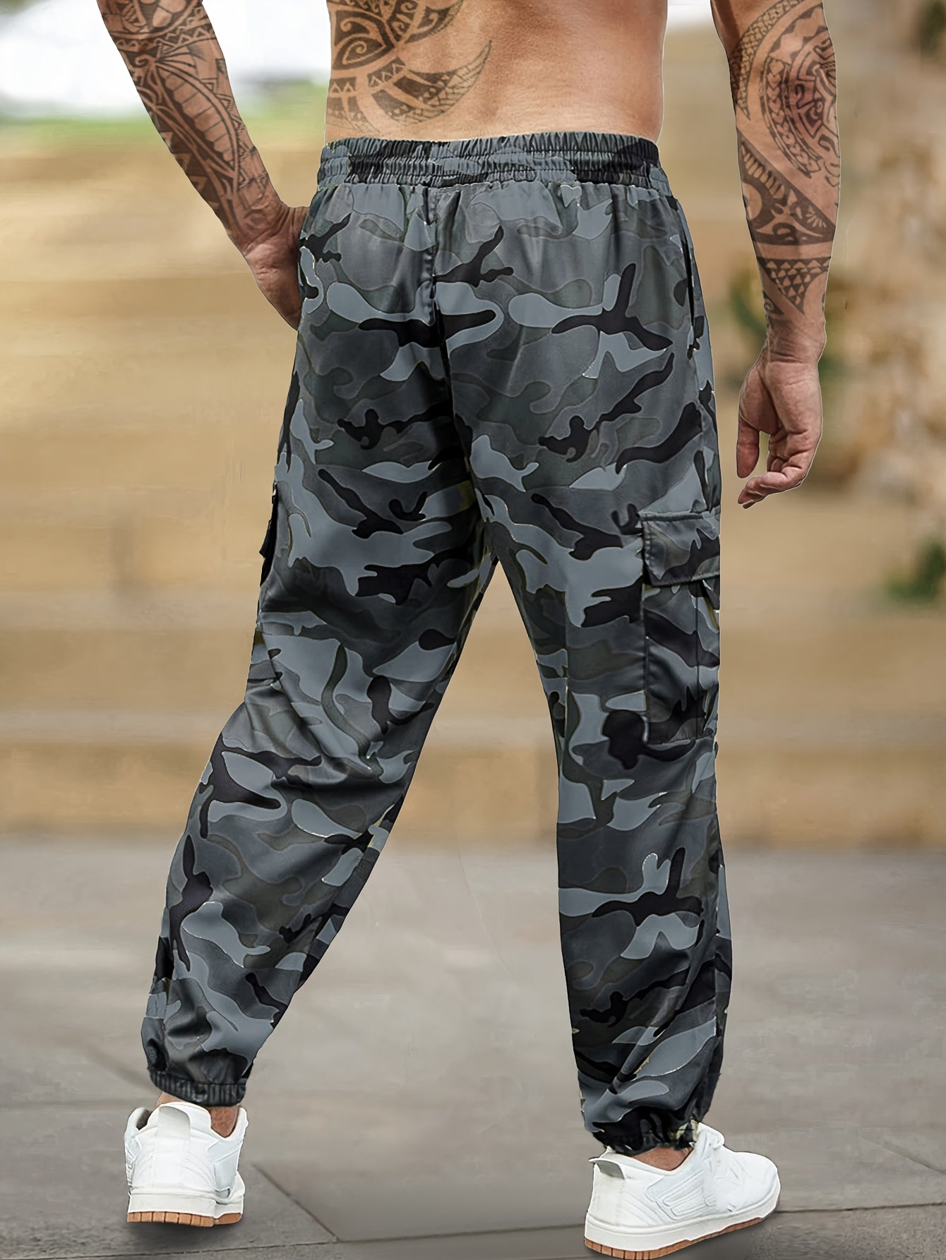 Men'S Camo Jogger Pants Military Cargo Pants Leg-Bound Tapered Casual Camouflage Pants