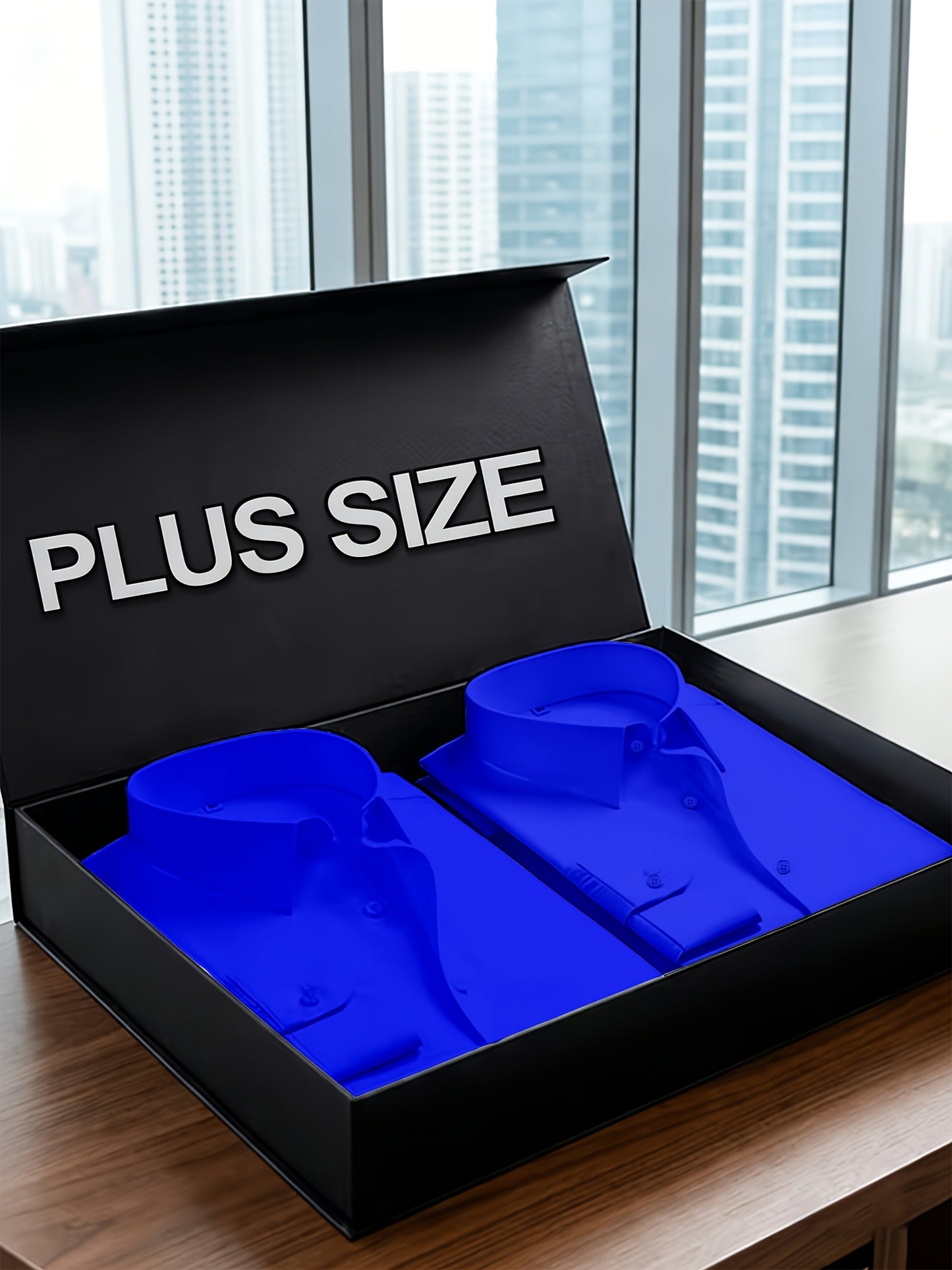 2pcs Set Of Men'S Plus-size Long-sleeve Shirts, 2XL To 6XL Size Shirts For Chubby Men, Versatile Plus-size Shirts For Daily Commuting, Summer Cool Shirts, Easy-care Wrinkle-resistant Plus-size Business Shirts, Gifts For Family