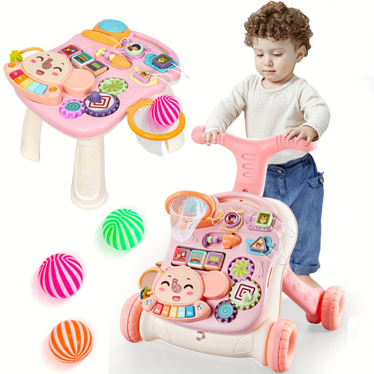 5-in-1 Sit-to-Stand Baby Walker - Walker, balance bike, activity table and music panel modes – main product image