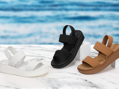 Women's Platform Wedge Sandals Slip-Resistant Height Increase Thick Platform Sole with Ankle Strap Round Toe Sole & Cushioned Insole Suitable for Vacation, Casual Attire, Casual Athletic Footwear - Non-Slip Summer Shoes, Women Shoes