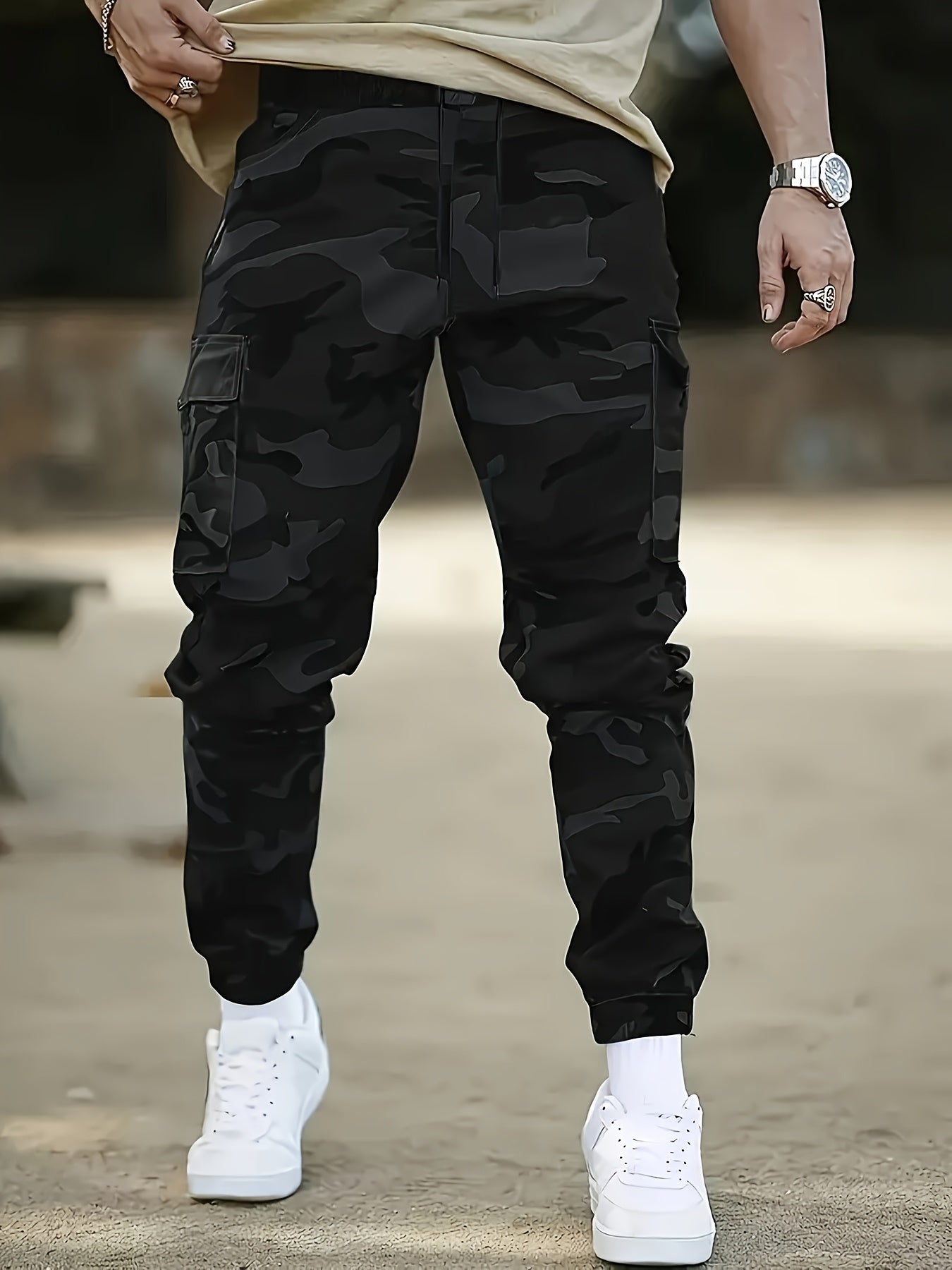 Men'S Camo Jogger Pants Military Cargo Pants Leg-Bound Tapered Casual Camouflage Pants
