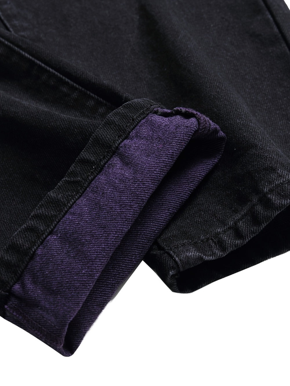 Men's Skinny Jeans - Black Denim Distressed Modern