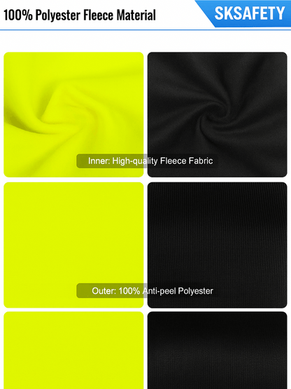 Hi Vis Heavyweight Hoodie ANSI Class 3 Type R Reflective Zip-Up Safety Sweatshirt for Construction with FREE Neck Gaiter