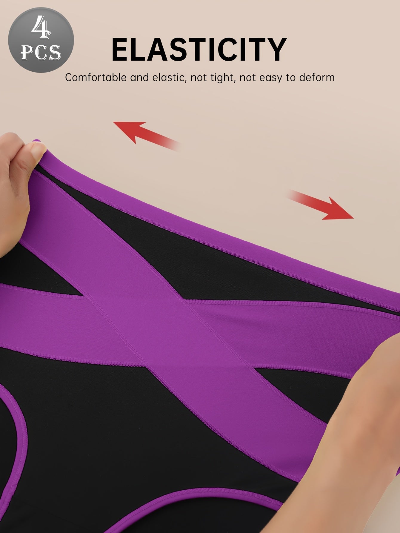 4pcs Women's High-Waisted Tummy Underwear - Shaping Panties with Cross Waistband, Breathable Mesh Wrap-Around Belly, Polyester-Spandex Blend Suitable for Home Daily Wear, Elegant Color-Blocking Shaping Panties