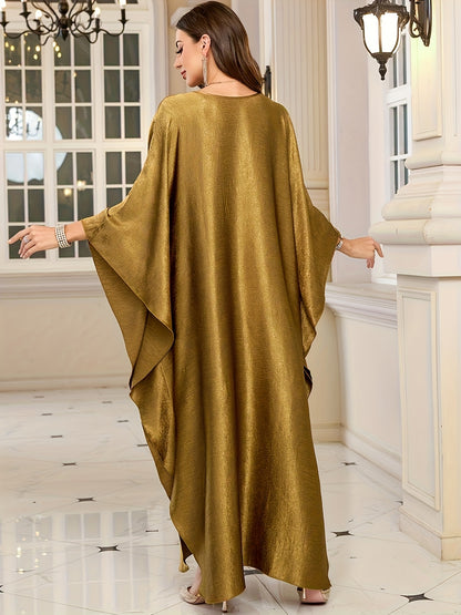 Women'S Caftans Kaftan Dresses Beach Cover Up Oversized Loose Beach Blouse Woven Gorgeous Golden Holiday Robe