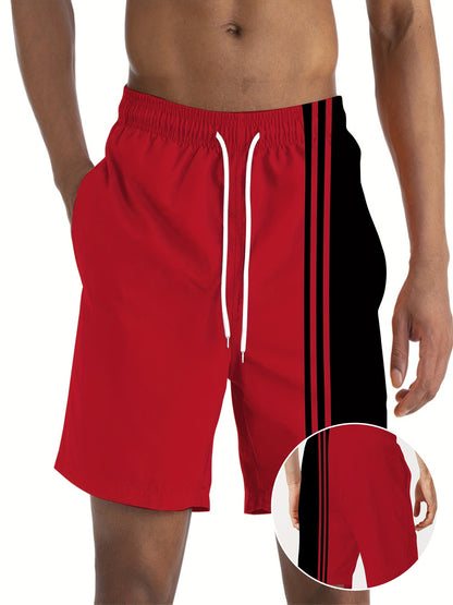 Red and Men's 2pcs Package, Casual Crew Neck Long-sleeved T-shirt and Drawstring Sweatpants, Jogging Pants, Suitable for Summer and Autumn, Men's Clothing, PLUS SIZE