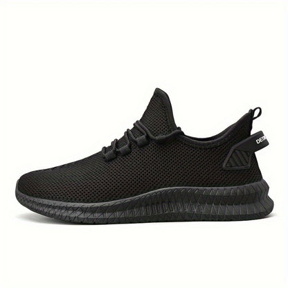 Men's Lightweight Low-Top Sports Shoes - Breathable Fabric and Rubber Sole