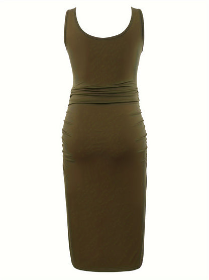 Women Summer Sleeveless Maternity Dress Pregnancy Tank Scoop Neck Mama Clothes Casual Bodycon Clothing