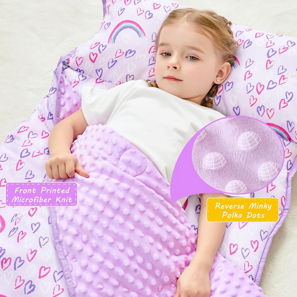 Toddler Nap Mat - Rolled Pillow and Blanket Set