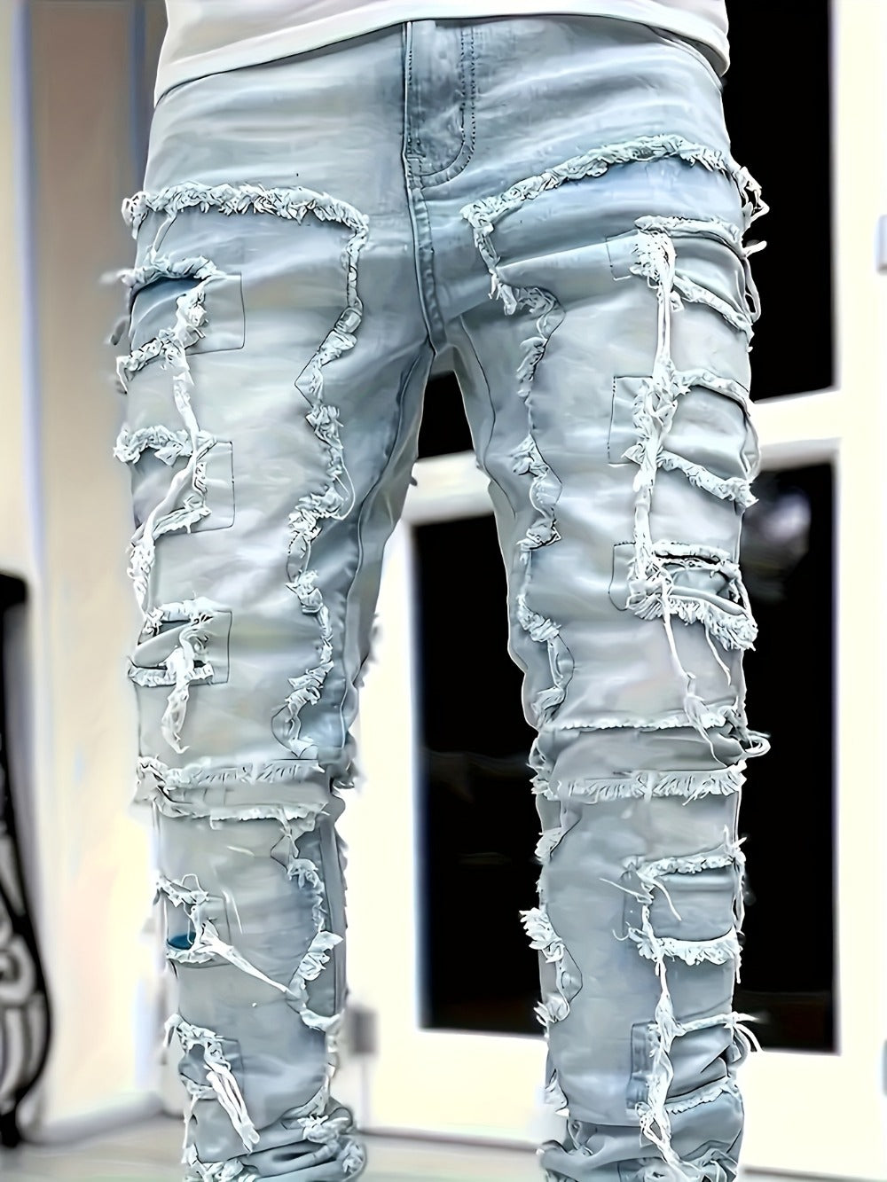Men's Slim Fit Jeans - Classic Wash Distressed Travel 392485
