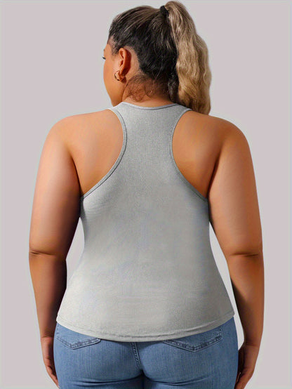 Plus Size - Plus Size - Plus-Size Women'S Spring Summer Fall Vest 2-In-1 Vest with Coaster I-Back Rib Casual Base Vest