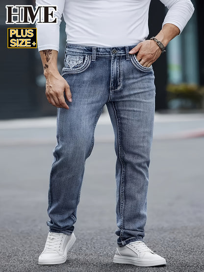 Larger Size Men's Jeans XL-6XL Business Casual Versatile Slim Straight Pants Classic Retro Style High Waist And Big Stretch Trendy And Comfortable Outdoor Travel Trousers Extra Large Size, PLUS SIZE