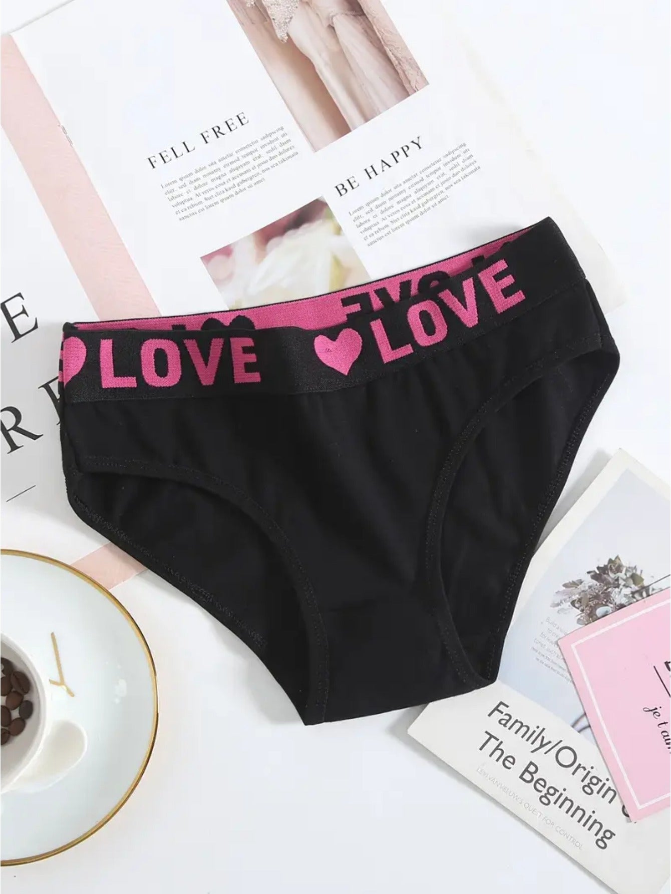 12-Pack Seamless Women'S Briefs with Simple Letter Heart Pattern, Comfortable Stretch Fabric Underwear