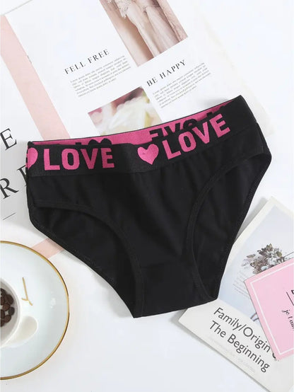 12-Pack Seamless Women'S Briefs with Simple Letter Heart Pattern, Comfortable Stretch Fabric Underwear