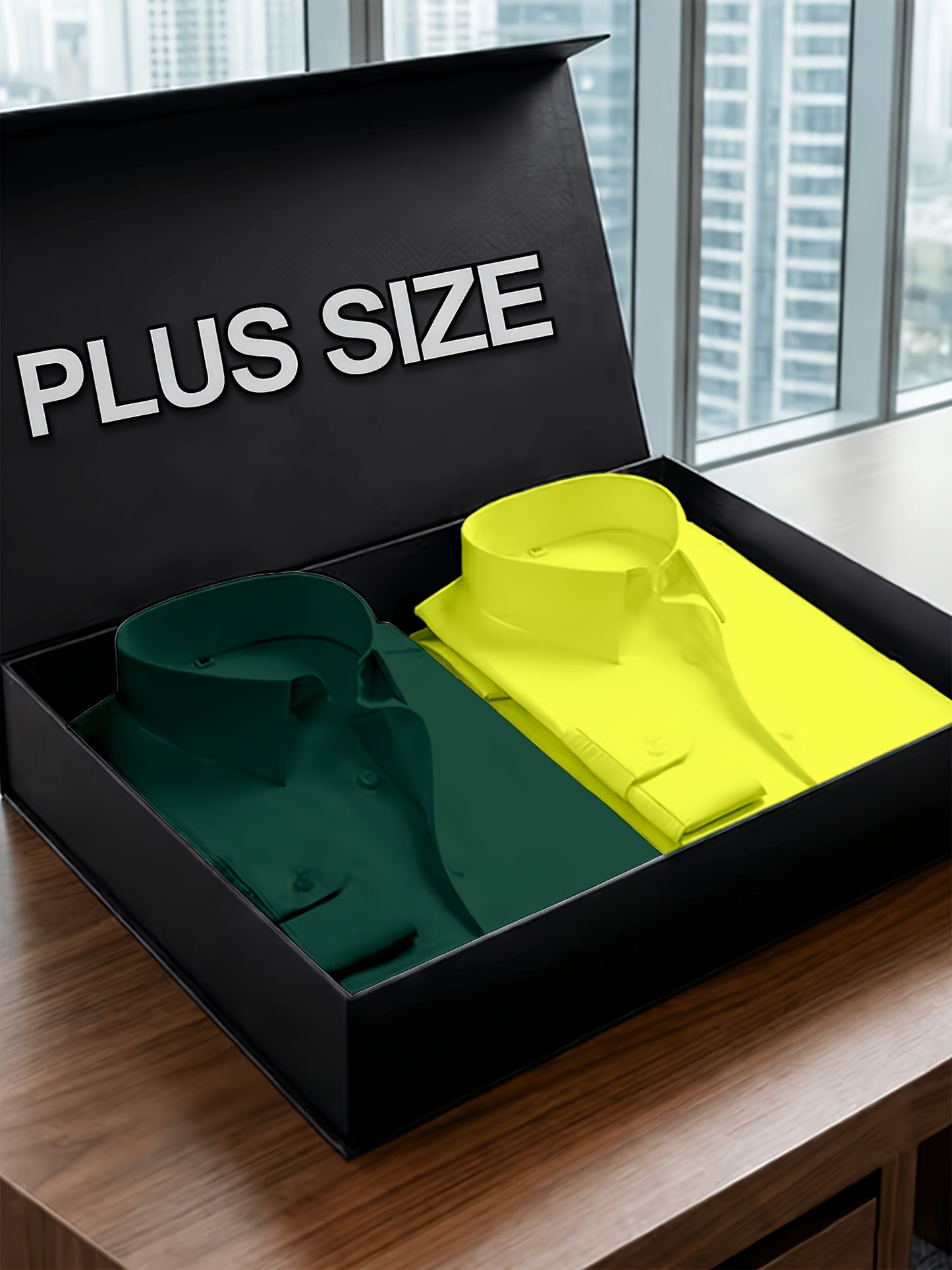 2pcs Set Of Men'S Plus-size Long-sleeve Shirts, 2XL To 6XL Size Shirts For Chubby Men, Versatile Plus-size Shirts For Daily Commuting, Summer Cool Shirts, Easy-care Wrinkle-resistant Plus-size Business Shirts, Gifts For Family