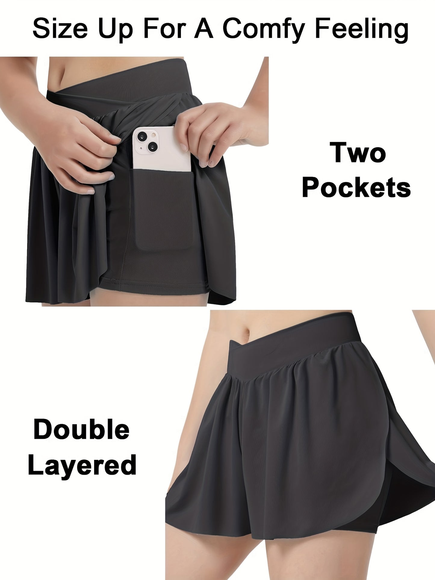 [2-In-1 Style Shorts] Set of 3 EXARUS Girls' Cross Shorts with Butterfly Design for Cheer And Dance, 2-In-1 Style with Pocket, Suitable for Ages 6 to 14 for Sports And Running