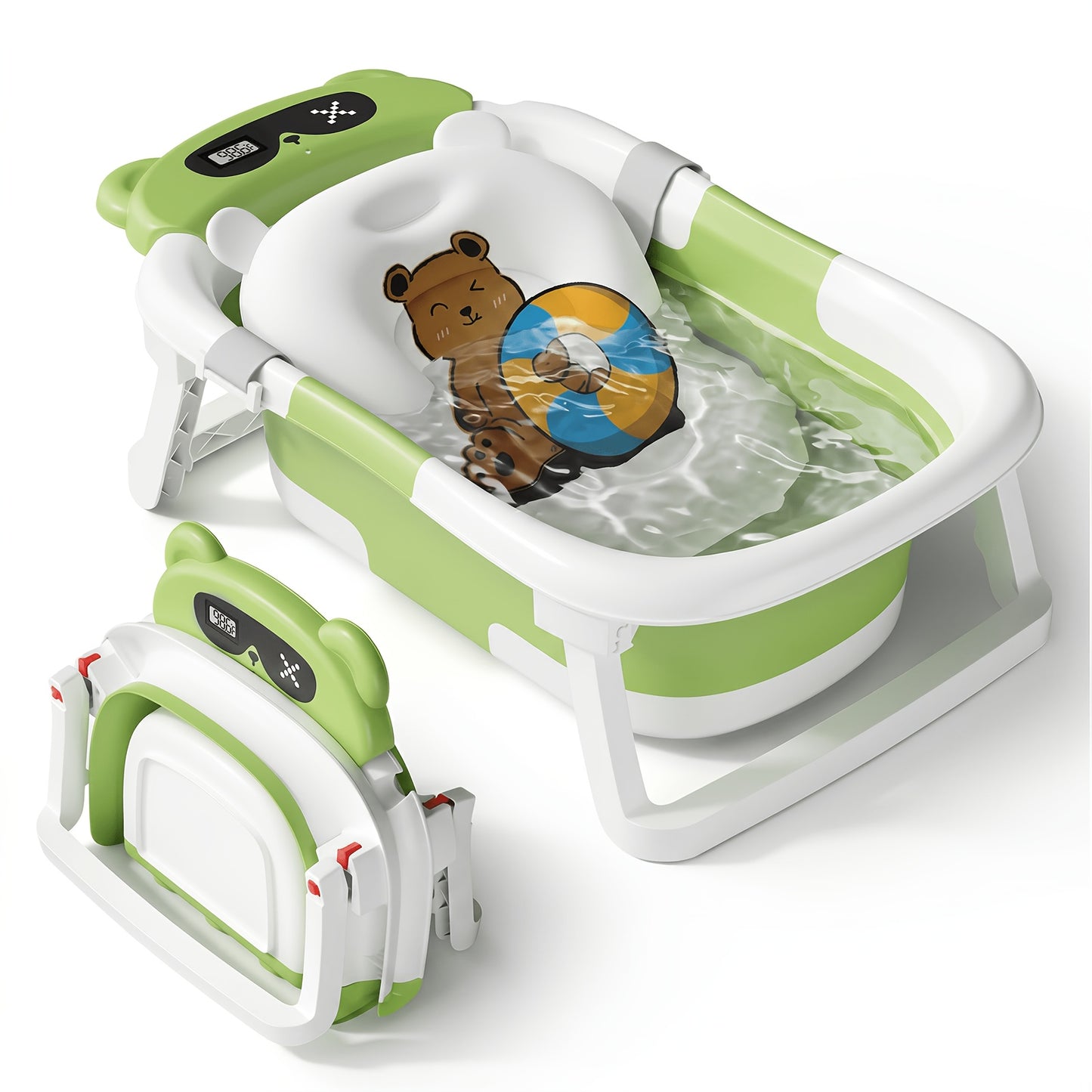 Collapsible Baby Bathtub Suitable for Newborn to Toddler, Portable Travel Bath Tub with Soft Cushion & No-Slip Hanging Base, Detachable, Infant Bath for, Shower, Use - Durable for And