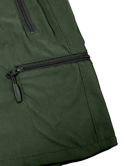 Men's Quick Dry Multi-Pocket Zipper Shorts, Elastic Waist Drawstring, Lightweight Breathable Fabric, Casual Sports Workout Running Hiking Shorts, Summer Outdoor Cargo Shorts for Men with Secure Zippered Pockets