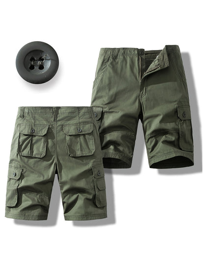 2-Pack Men'S New Multi-Pocket Work Shorts, 100% Pure Skin-Friendly And Breathable Fabric, Running, Travel, And Hiking Shorts, Wrinkle-Resistant And Durable Shorts