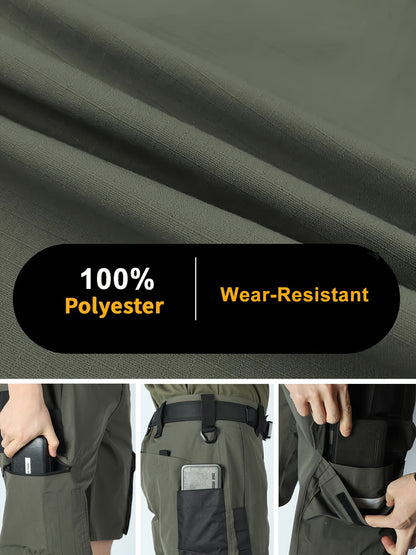 2 Pairs of Men's Tactical Cargo Pants, Outdoor Construction Hiking Multi-pocket Durable Casual Tactical Trousers | Adjustable Waistband | Hiking and Mountaineering Gear (waistband Not Included)