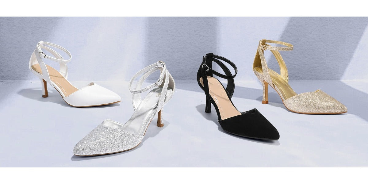 Elegant Women's High Heels, Featuring a Pointed Toe and Stiletto Heel, with an Ankle Strap and Buckle Closure. Stylish Party Heels, Suitable for Parties and Various Occasions., Women Shoes