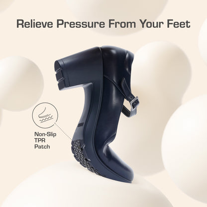 Women's Chunky Low Block Heels Mary Jane Closed Toe Work Pumps Comfortable Round Toe Dress Wedding Shoes