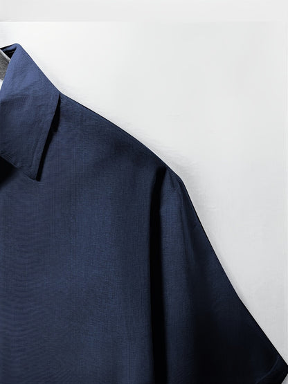 Men's Solid Color Shirt - Collared Short Sleeve 001061