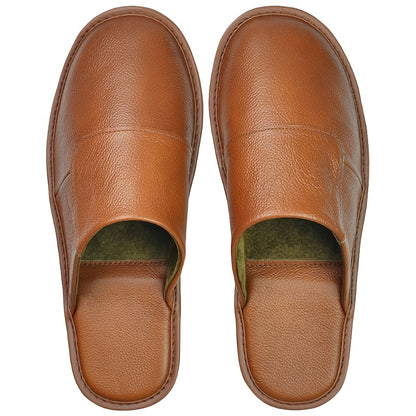 Spring Autumn Summer Leather Slippers Homes in Indoor Slipper Spring Autumn Summer Men Women Elderly Non-Slip Casual Single Slides Shoes