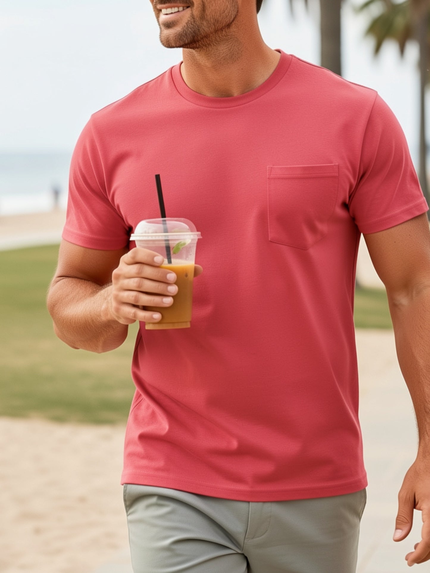 5pcs Men Unisex 100 Cotton Pocket T Shirts Short Sleeve Crew Neck Loose Fit Solid - product view 23