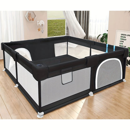 47x47 Inch Baby Game Pen, Baby And Toddler Game Pen, Baby Game Pen for Indoor And Outdoor Activity Center Game Fences, with Skin Friendly Fabric And Soft Breathable Mesh, Can Be Assembled And Carried, Non Portable Fence, Black