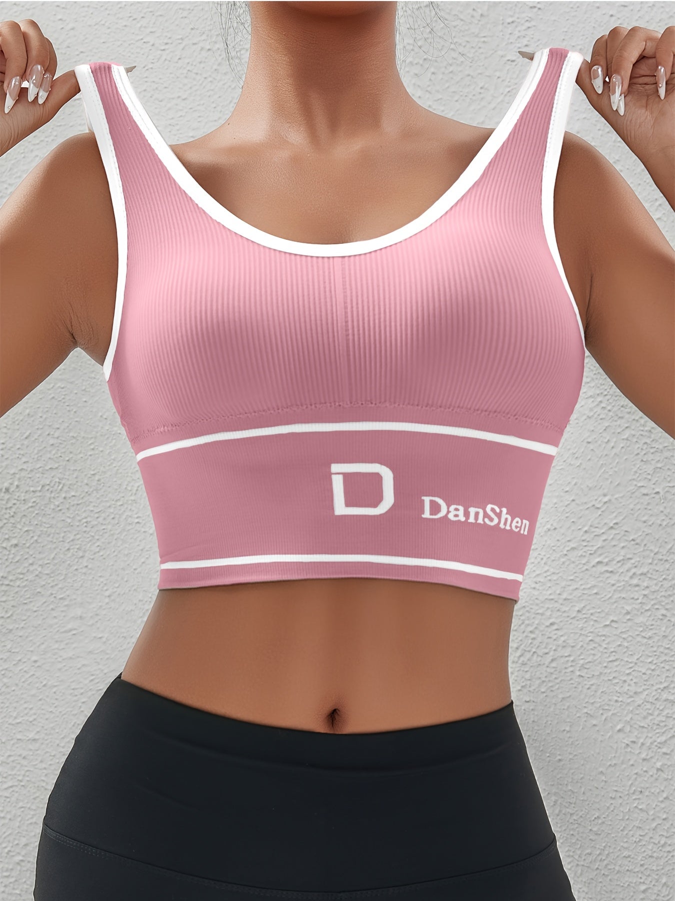 1pc EssElegance Plus-Size Push-Up High-Impact Wireless Sports Bra - Cross-Back Seamless Design with Removable Pads, Breathable Compression for Yoga, Running & Training