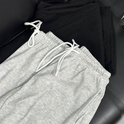 2pcs Women's Casual Wide-leg Pants with Elastic Waistband and Pockets - Elastic, Loose-fitting, Solid Color (black and Gray), Suitable for All Seasons, Comfortable Clothing | Loose Pants | Medium Elastic, Women's Jogging Pants/ Sweatpants/ Training