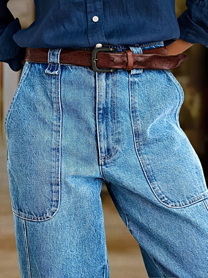 Women's Lake Blue Oversized Jeans - product view 1