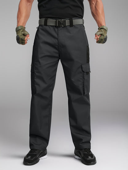 2-PCSMen's Lightweight Tactical Overalls - Durable, Breathable, Quick Dry Polyester with Multiple Pockets for Outdoor Adventures, Hiking And Work (Belt Included), All Season Pants | Relaxed Fit Pants | Hardwearing Outdoor Wear, Hiking Pants