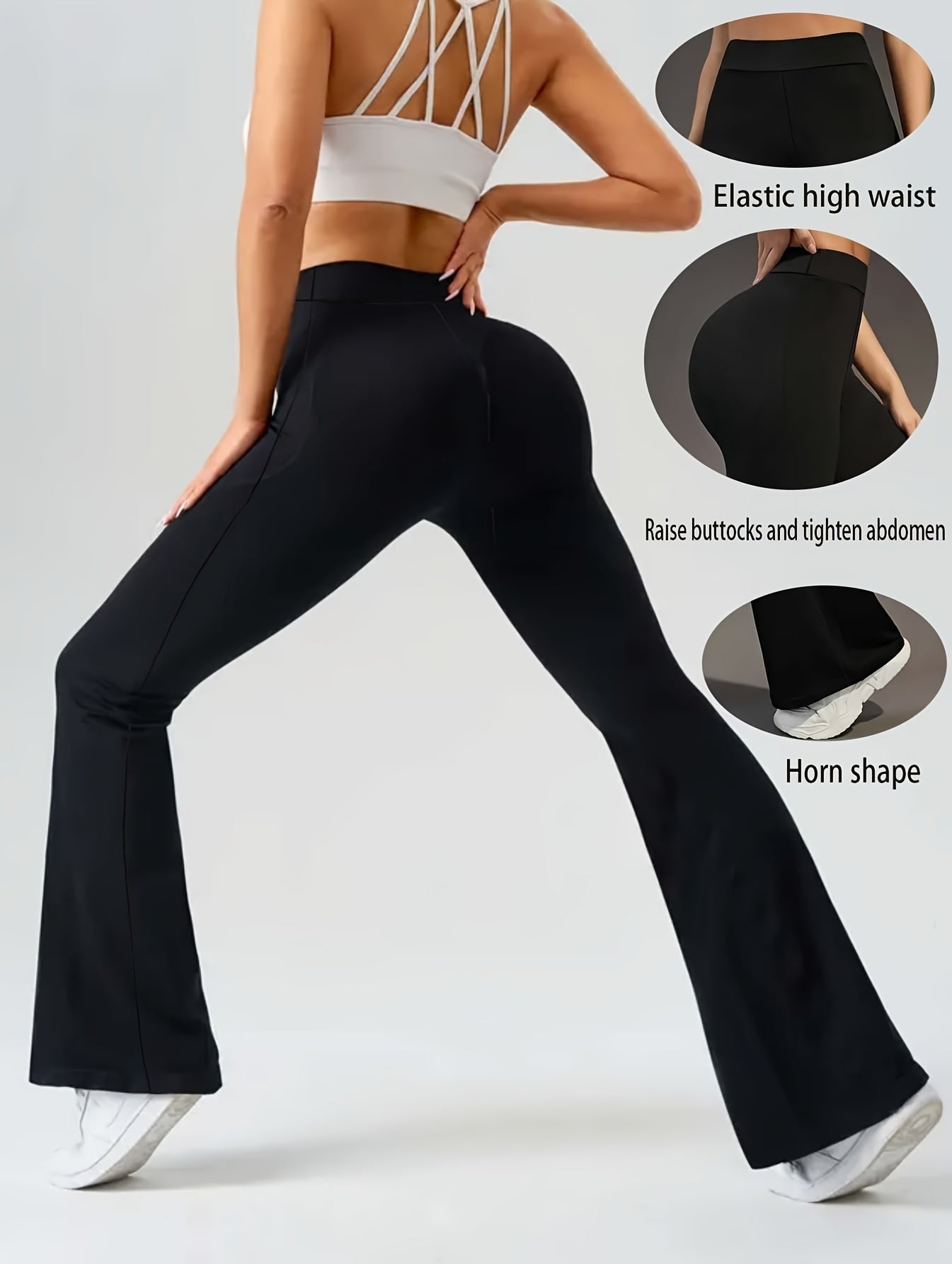 4pcs Of Women'S High-waisted Flared Pants - Medium-pressure Leggings With Or Without Pockets, Plain Color Pants, Suitable For And Casual Wear, Sheer Fabric, Great Gift For, Popular Local Product