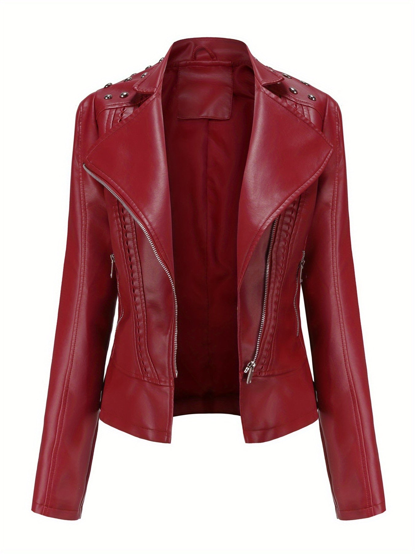 Women'S Beaded Jacket Women Long Sleeve Fashion Jacket Lapel Biker Clothing