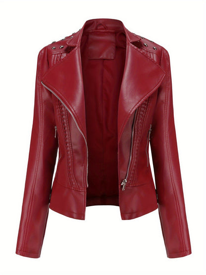 Women'S Beaded Jacket Women Long Sleeve Fashion Jacket Lapel Biker Clothing