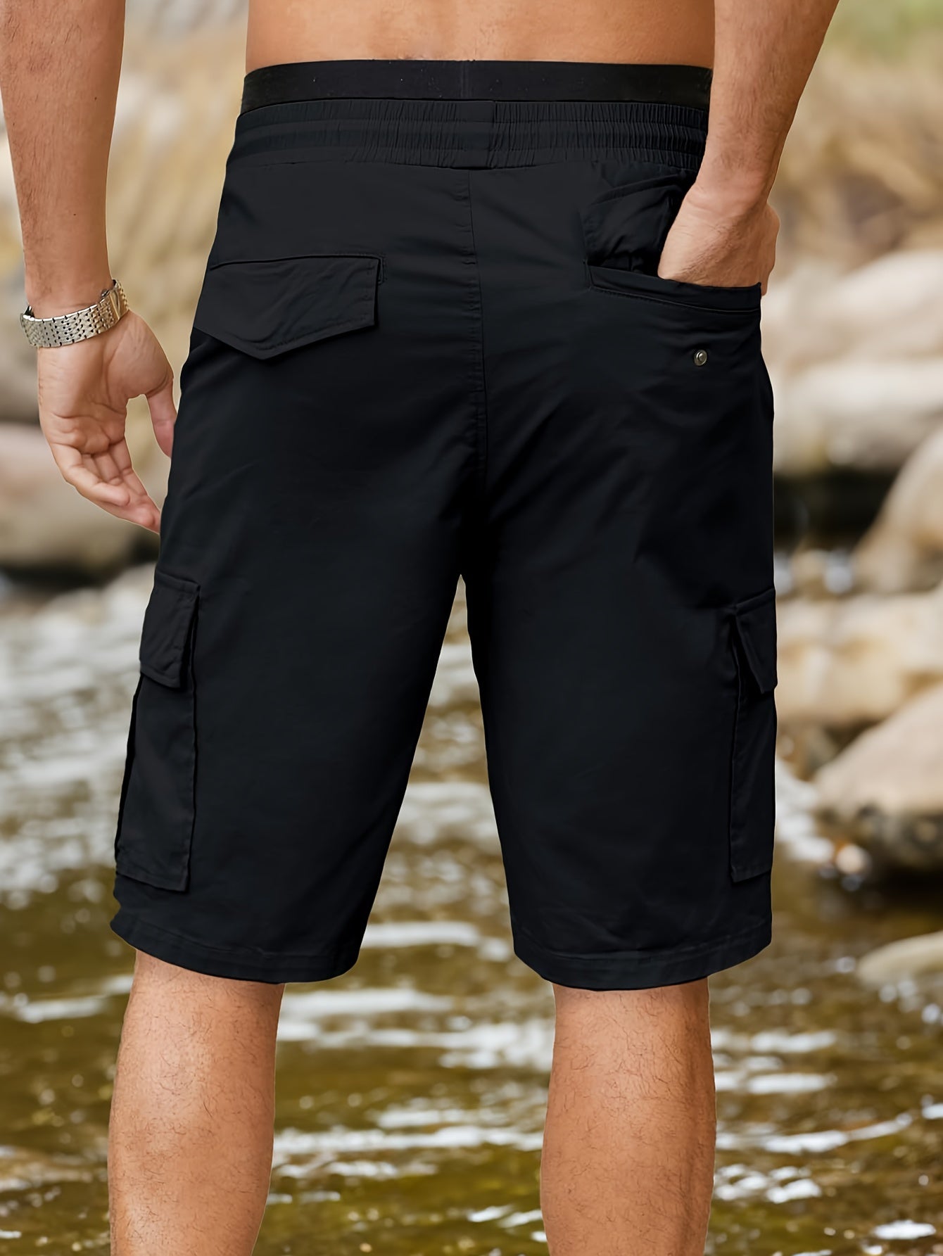 EXARUS Men'S Lightweight Quick-Dry Fishing And Hiking Shorts with Expandable Waist, 2pcs Set for Outdoor Casual Wear